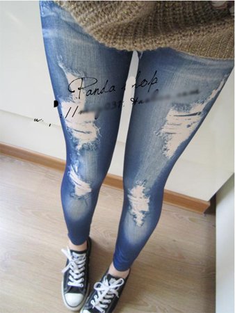 korean stylish slim pencil pants hole jean legging nine of pants render pants