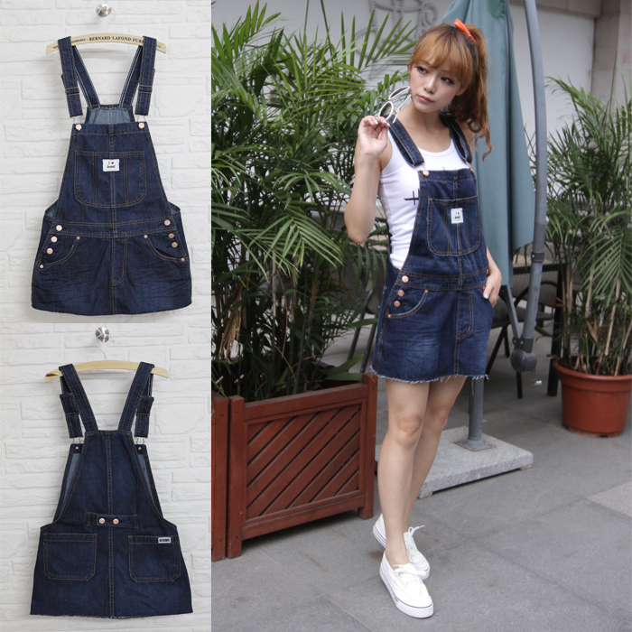 Korean version of the new tide lovely slim Cowboy short skirt ladies denim dress Women Overalls Jeans Jumpsuit Free shipping