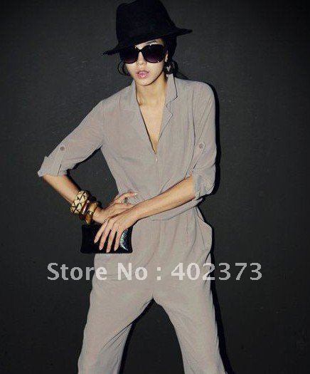 Korean version of the pants, casual pants, new chiffon jumpsuit, long-sleeved pants Harlan piece