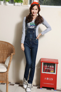 Korean women new denim overalls Slim thin Korean suspenders Jumpsuit x2579,drop shipping