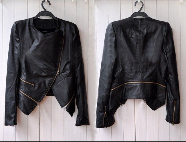 Korean Women Short Slim leather motorcycle clothing PU leather jacket with women costumes  coat