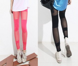 Korean Women trousers net yarn splicing was thin stretch leggings candy color pantyhose