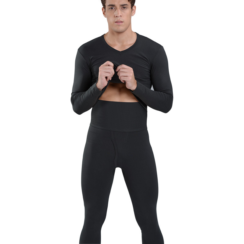 Kvf bamboo fibre men's abdomen drawing thermal underwear set men's long johns long johns set basic