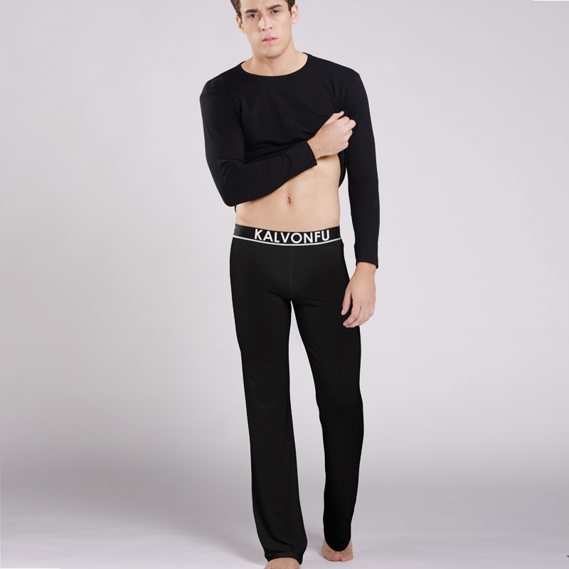 Kvf men's long-sleeve sleepwear lounge modal Men set long design trousers autumn winter