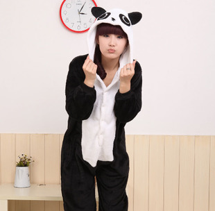 kx- Coral fleece sleepwear giant panda cartoon animal one piece lovers lounge autumn and winter thickening