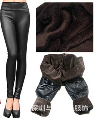 KZ-005 Free Shipping 2012 New Arrival Women's Thicken Fleeces PU Leather Leggings Fashion Warm Winter Pants For Women