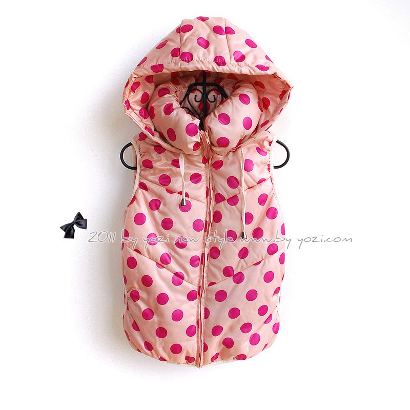 L-417-030 autumn and winter 2012 polka dot fashion pillow with a hood vest cotton vest