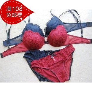 La s senza embroidery underwear bra set women's