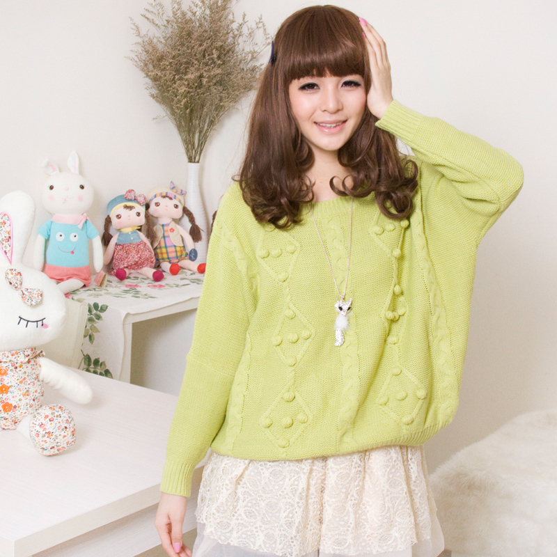 Labogray sweet candy color batwing sleeve loose pullover sweater