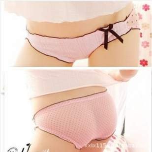 Lace Bow Briefs Dot Transparent Women Underwear Free Shipping#1800