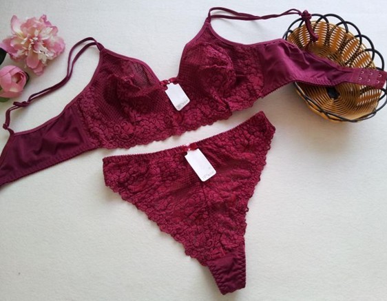 Lace Bra sets Women's Bra&brief set ABC cup Bras Dark Red color DESIREE Free Shipping