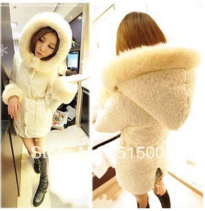 Lace cotton-padded jacket with a hood outerwear cardigan overcoat wadded jacket