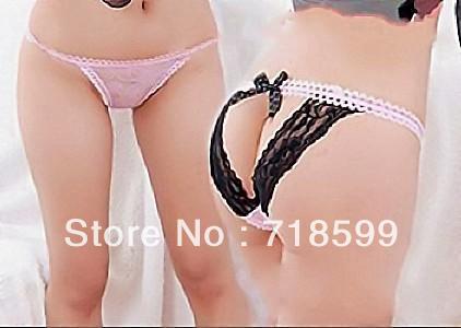 Lace cutout opening thong women's sexy panties G-String 904