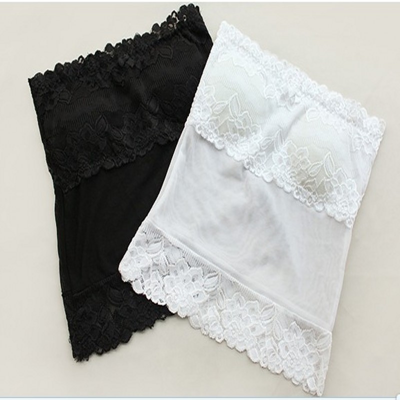 Lace flower ultra long tube top breathable gauze basic underwear belt pad tube top