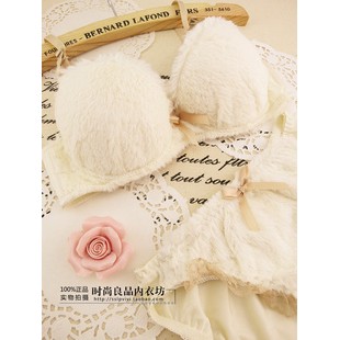 Lace . quality plush princess underwear push up sweet women's bra set thickening