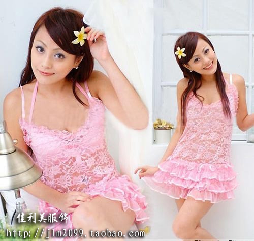 Lace sexy cake short skirt thong temptation female sleepwear dress passion set q2813