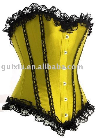 Lace Up Corset with Metal Boning Golden