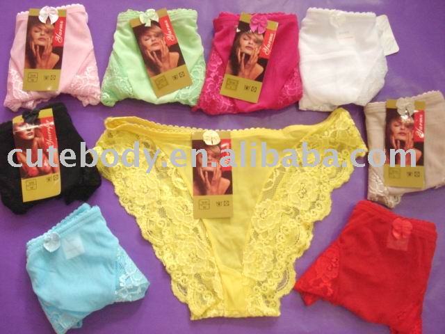 ladies` briefs hot sale stock mixed color size underwear thong panties