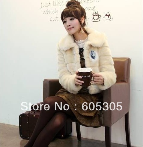 Ladies'dress sweet  temperament  long-sleeved  man-made imitation furfur jacket free shipping 6092