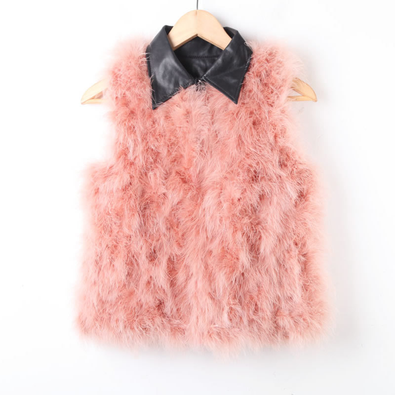 Ladies elegant fur collar ostracods wool turkey fur vest vest outerwear short design female