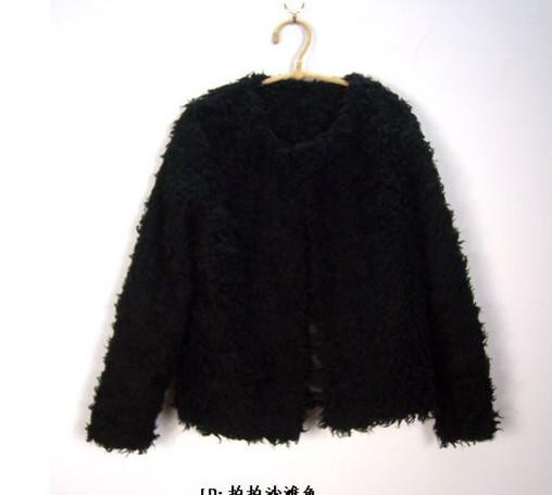 Ladies fashion curly lamb hair fashion temperament short jacket faux fur coat