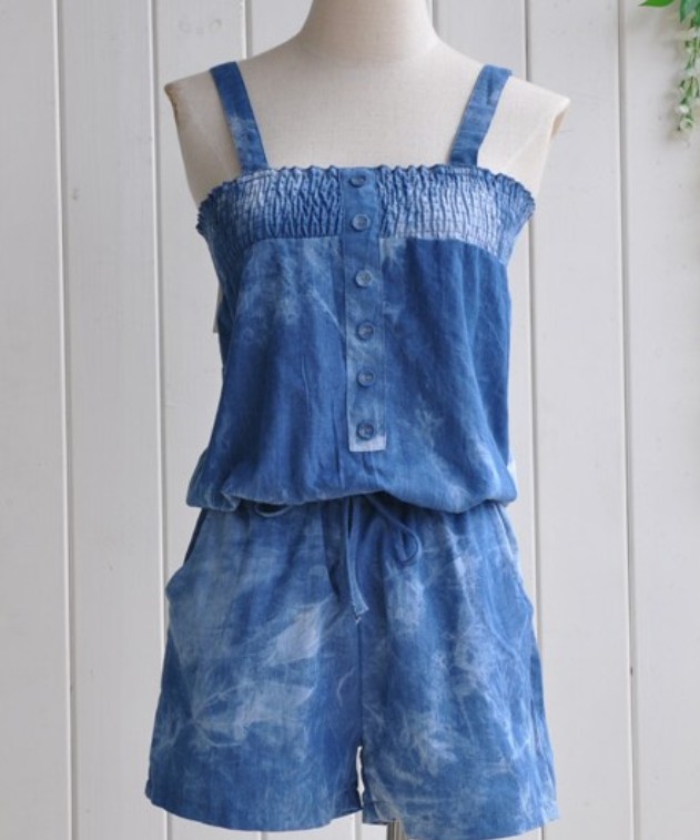 Ladies Fashion Jumpsuit, 2013 Women's Sweet Tie-dyeing Slim Denim Jumpsuit