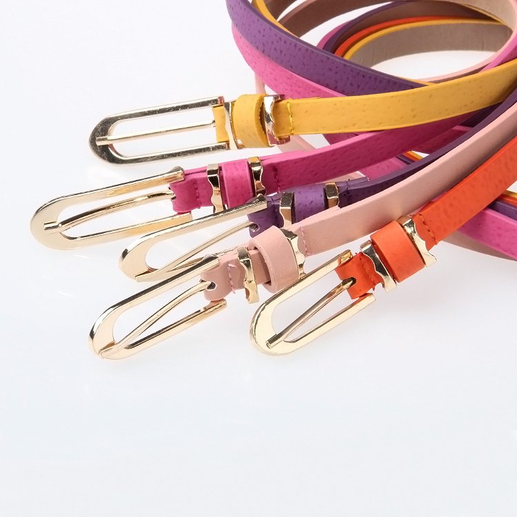 Ladies fashion real leather with metal buckle , multiple colors offer