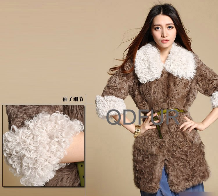 Ladies' Genuine Lamb Fur Coat  Winter Garment Overcoat/wholesale/retail/Free shipping/OEM QD22108 A  G