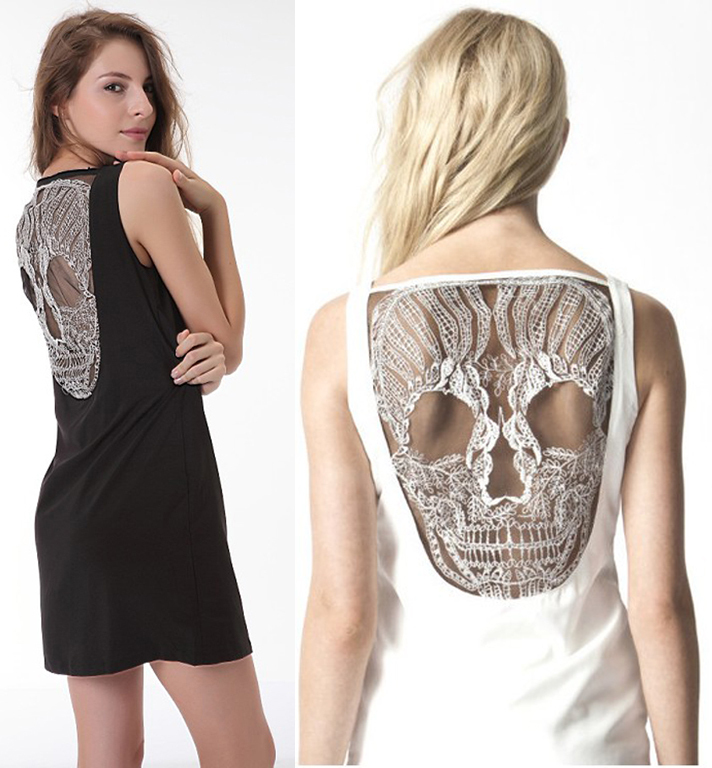 ladies lace skull design mini dress women 2013 new design fashion summer dresses seller!!