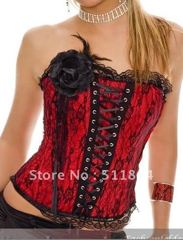 Ladies Sexy  Corset, Cheap Red / Purple / Black Lingerie, Flower Bustier, Partywear, Gothic Fashion Body Shaper, Factory Outlet