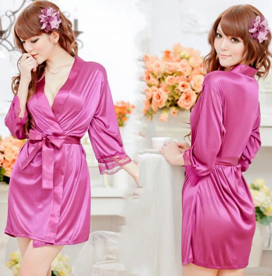 Ladies  sexy Pajama bathrobeKimono bath robe +G String  Free Size Free Shipping X274