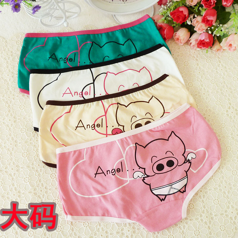 ladies'  underwear female panties 100% cotton big size mid waist cartoon ladies'  briefs slim hip panties