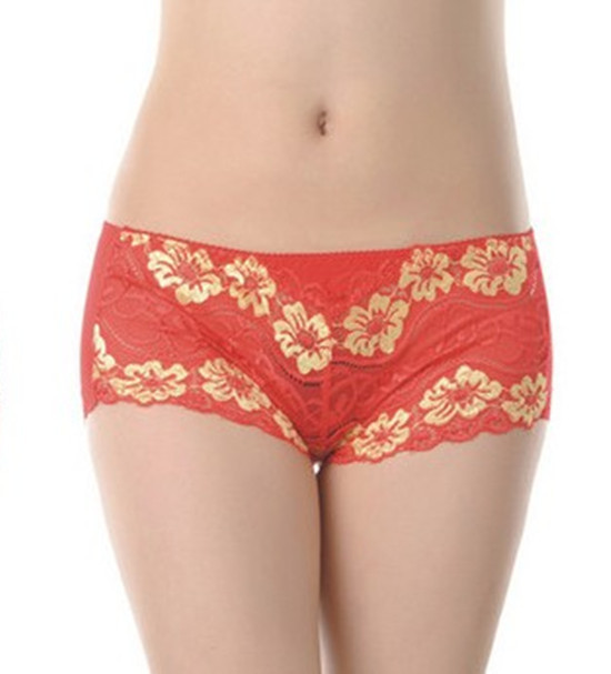 Ladies underwear sexy golden color rose edge of bamboo charcoal fiber non-trace underwear underwear female underwear