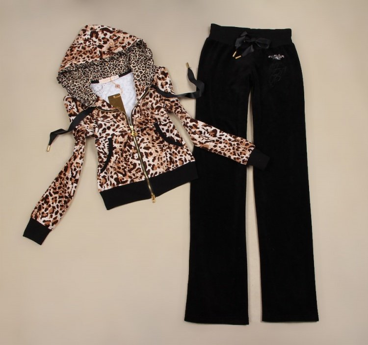 Ladies Velour Red Tracksuits Clothes Jogging Suits Women Sports Wear leopard