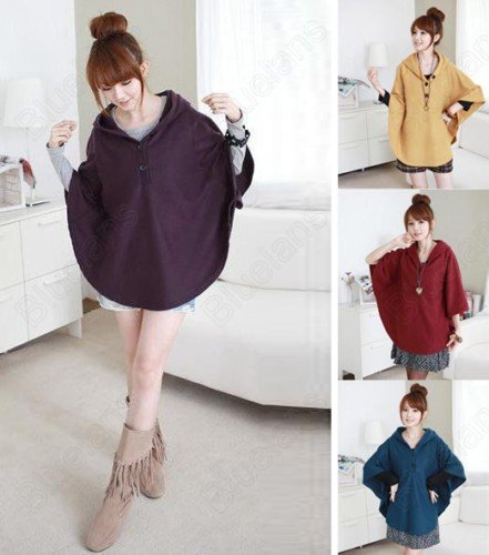 Ladies Women's Hooded Poncho Cape Women Hooded Top Jacket All-match Coat