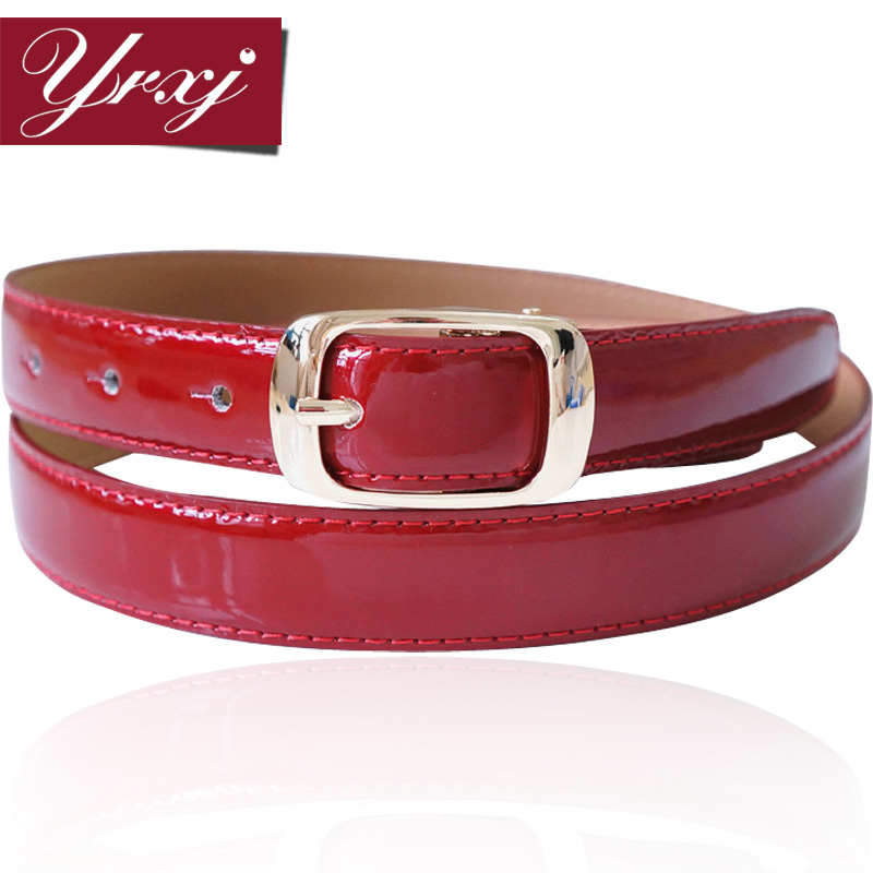 Ladies yrxj women's japanned leather thin belt fashion all-match decoration genuine leather strap Women a070