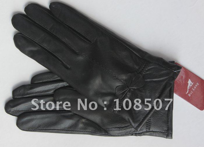 lady and women'' hot sale genuine butterfly sheep leather gloves 10pairs/lot red free shipping