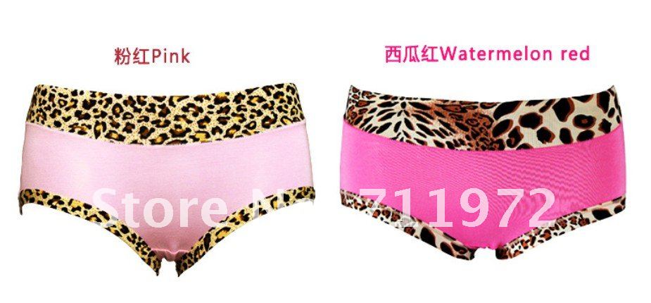 Lady Bamboo fiber underwear Leopard grain middle waist Mention hip briefs women pants free size 50pcs/lot