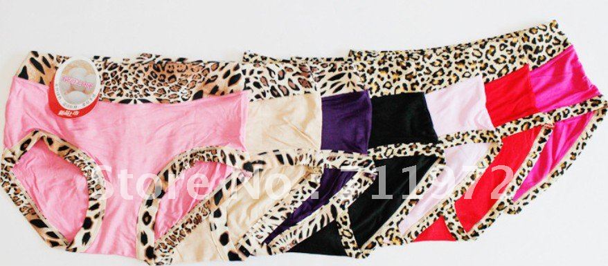 Lady Bamboo fiber underwear Leopard grain middle waist Mention hip briefs women pants multicolor