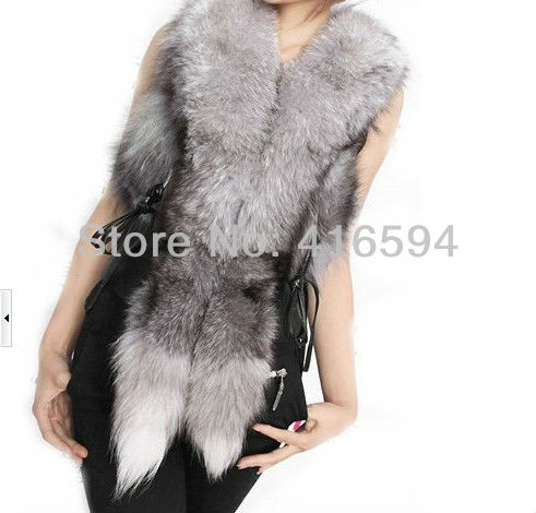 Lady Fashion Genuine Fox fur vest/Waistcoat Style Newest In Stock Hot selling,Fox collars ,bowknot  M S L XL XXL,Free shipping