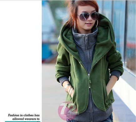 Lady's fashion casual knitted patchwork  jacket cotton  hoodies coat by free shipping