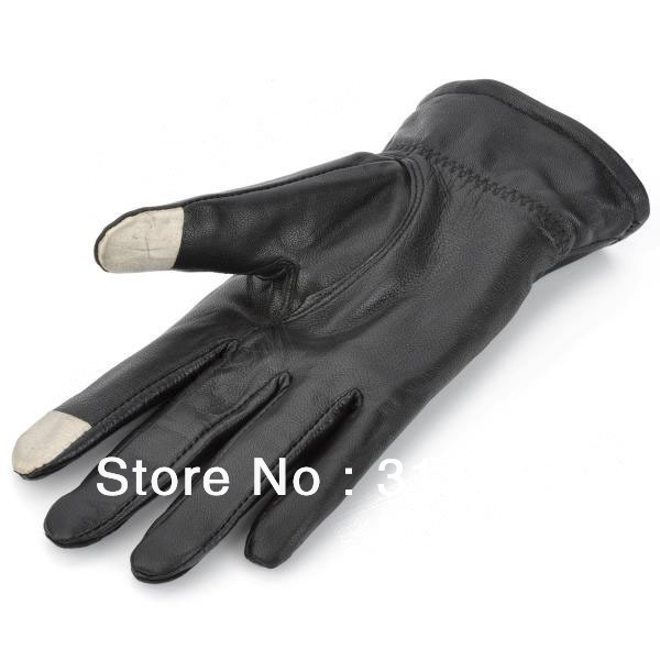 Lady's Genuine Sheep Leather Full Fingers Touch Screen Gloves - Black (Size L)