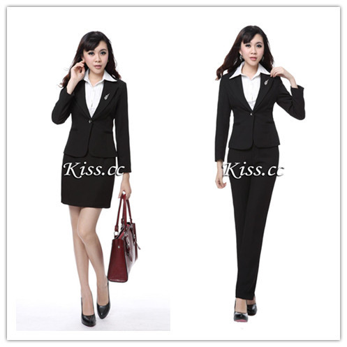 Lady Working Uniform OL Style Two pieces  Jacket/Pant Or Jacket Skirt  Black Lady Formal Workwear  Free Shipping