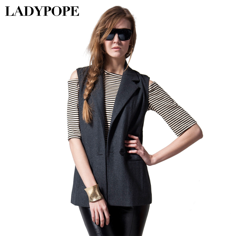 Ladypope 2012 spring and autumn women's fashion slim long design woolen vest outerwear 21c001