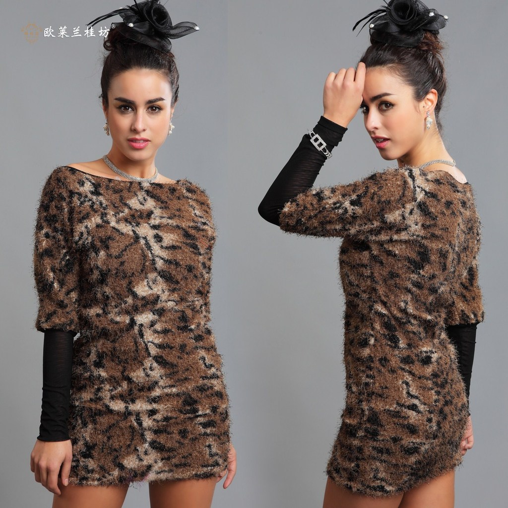 Lan kwai fong 2338 long-sleeve medium-long style winter quality fur leopard print coffee brown fur limited