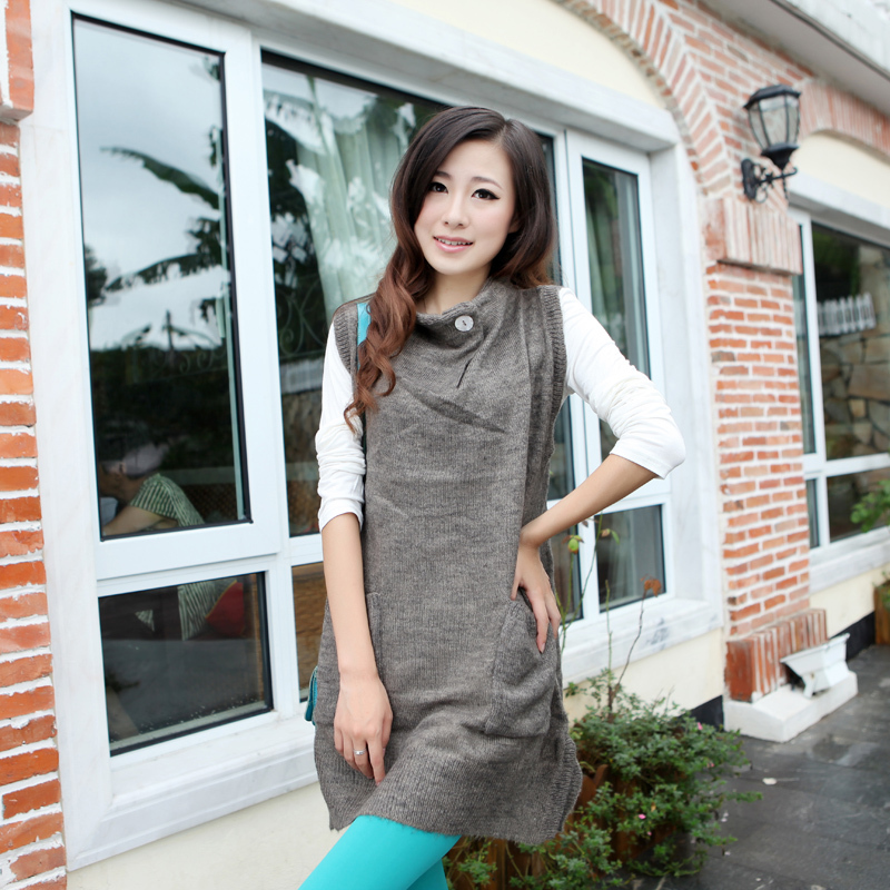 Lancer 2012 autumn women's medium-long sleeveless sweater pullover sweater