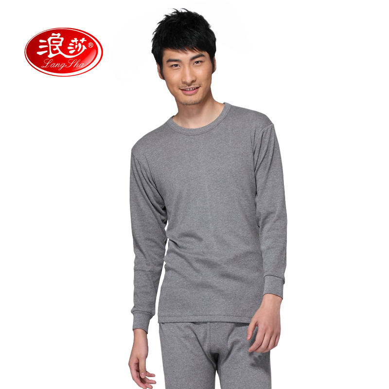 LANGSHA male long johns long johns thermal underwear set casual 100% cotton loose plus size quinquagenarian