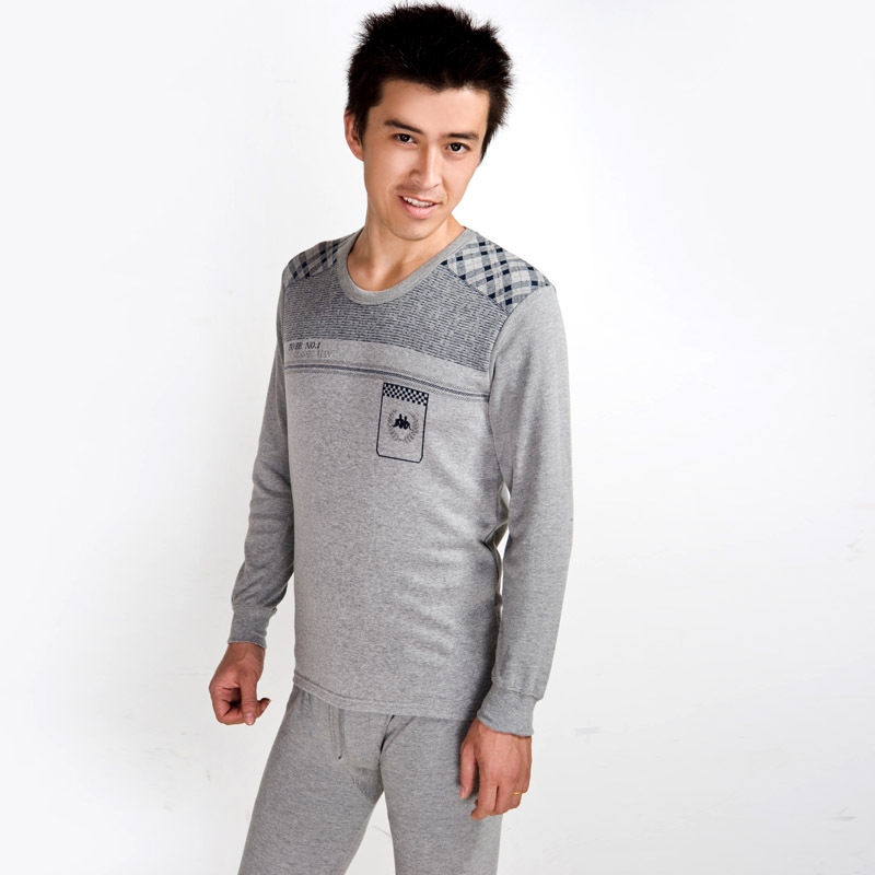 LANGSHA thermal underwear male quality casual jacquard thermal basic set long johns long johns autumn and winter