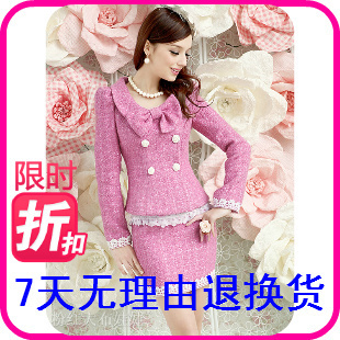 Large dolls spring lace decoration short skirt bow woolen coat salaryman set