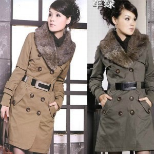 Large Faux Fur lining women's coat Fashion outerwear ladies' dust winter overcoat h198 Free shipping